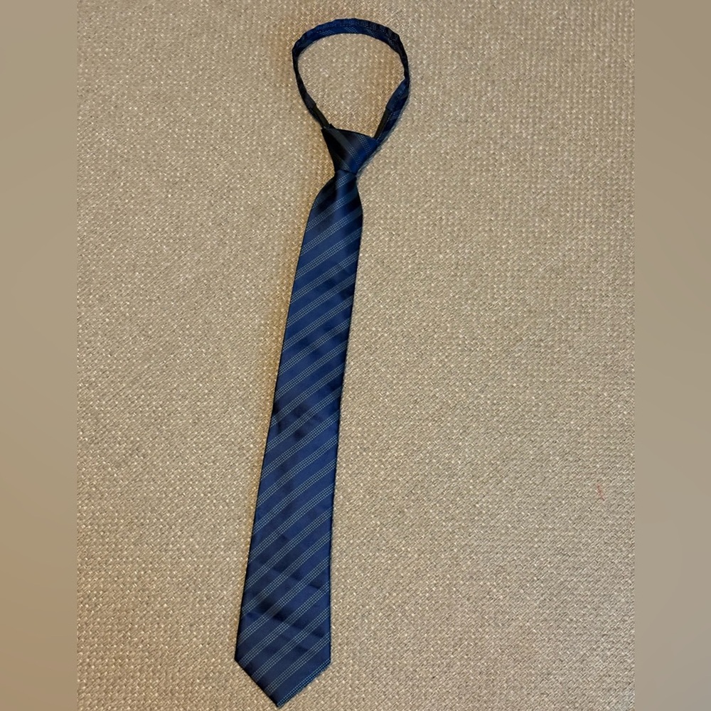 Pre-Tied Zipper Mens Tie For Men Woven Necktie Neckties One Size Navy Blue - Picture 2 of 7